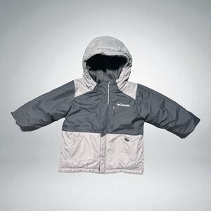 Columbia Coat Size 3T Kids Winter Jacket Black Gray Hooded Insulated Snow
